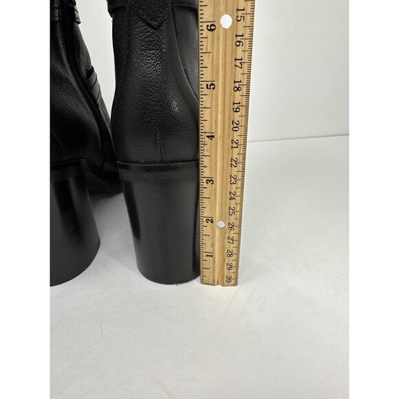 Cole Haan Foster Size 9.5 Leather Double Buckle Block Heel Booties Zip - Picture 5 of 9